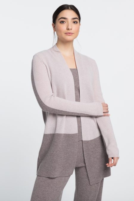 Rib Colorblock Cardigan - Kinross Cashmere