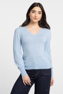 Gathered Sleeve Vee - Kinross Cashmere