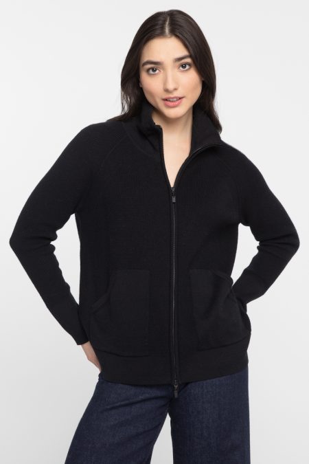 Thermal Zip Mock Cardigan- Kinross Cashmere