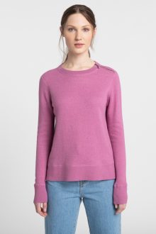 Shoulder Zip Crew - Kinross Cashmere