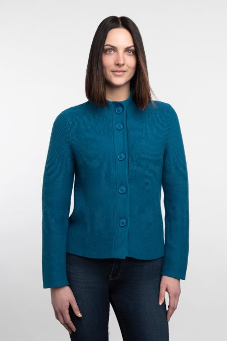 Buttoned Mock Cardigan - Kinross Cashmere