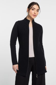 Long Zip Mock Cardigan - Kinross Cashmere