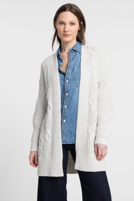 Lurex Cable Cardigan - Kinross Cashmere