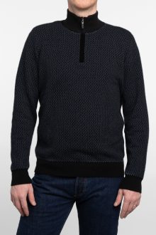 Geo Jacquard Qtr Zip Mock - Kinross Cashmere