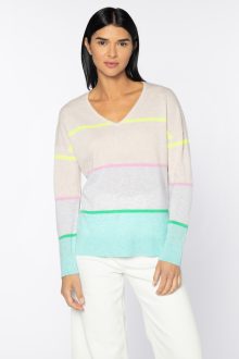 Striped Easy Vee - Kinross Cashmere