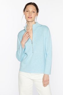 Doubleknit Qtr Zip Mock - Kinross Cashmere