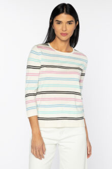 Double Stripe Crew - Kinross Cashmere