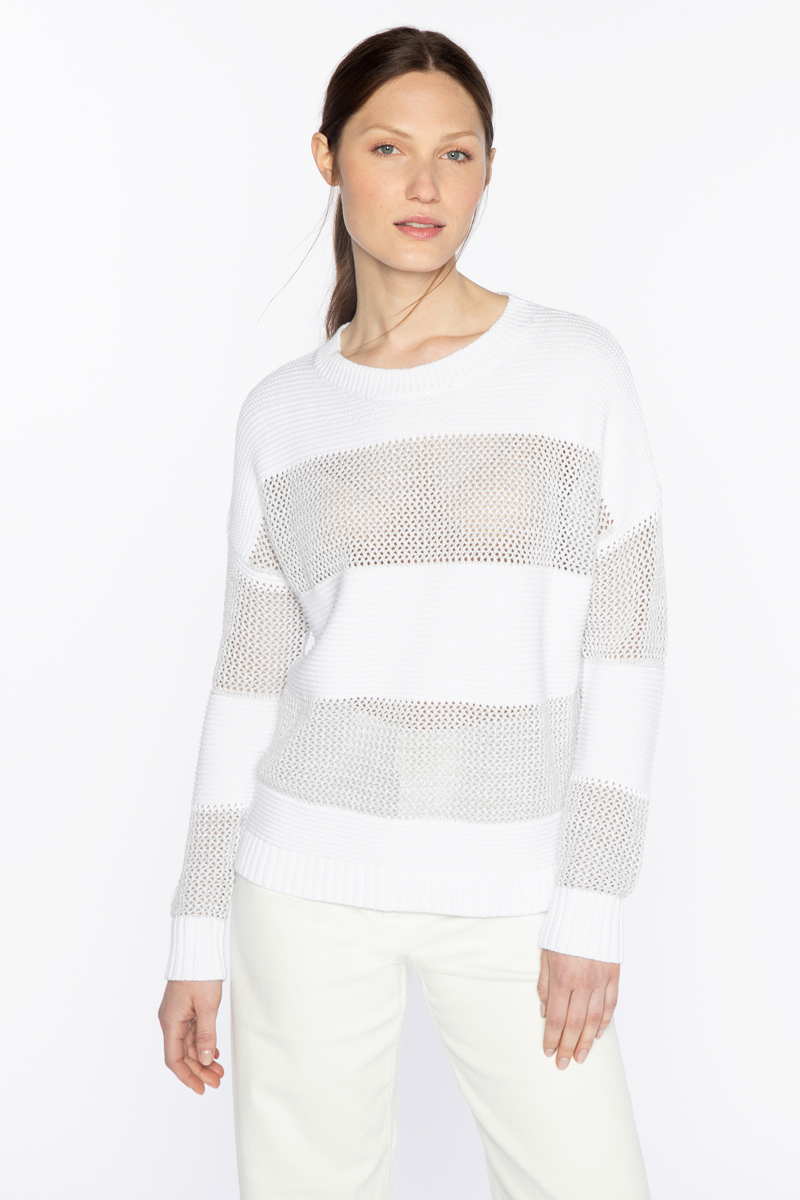 Mixed Stitch Lurex Crew - Kinross Cashmere