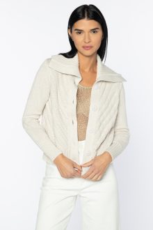 Diagonal Texture Button Cardigan - Kinross Cashmere