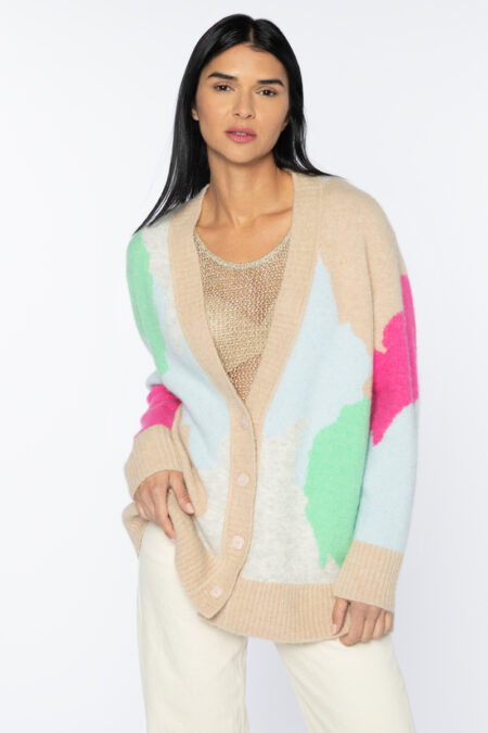 Lofty Intarsia Cardigan - Kinross Cashmere