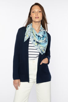 Mod Floral Square Scarf - Azul - Kinross Cashmere