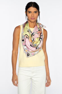 Mod Floral Square Scarf - Rosa - Kinross Cashmere