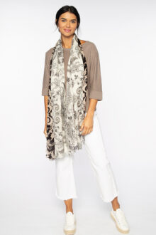 Tavira Tile Print Scarf - Café - Kinross Cashmere