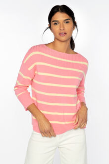 Rib Yoke Stripe Pullover - Kinross Cashmere