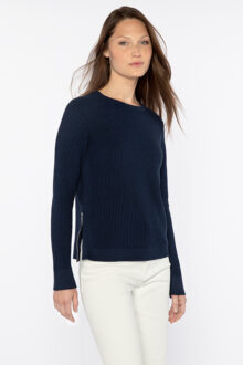 Rib Side Zip Crew - Kinross Cashmere