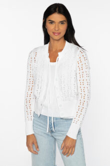 Openwork Tie Cardigan - Kinross Cashmere