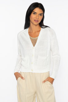 Crop Button Cardigan - Kinross Cashmere