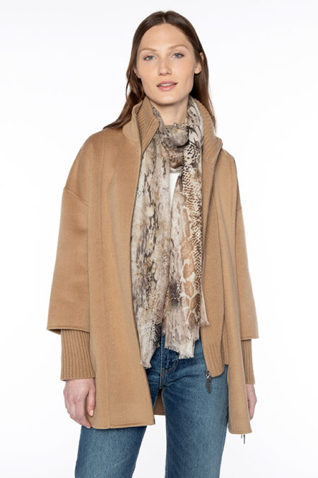 Python Print Scarf - Camel - Kinross Cashmere