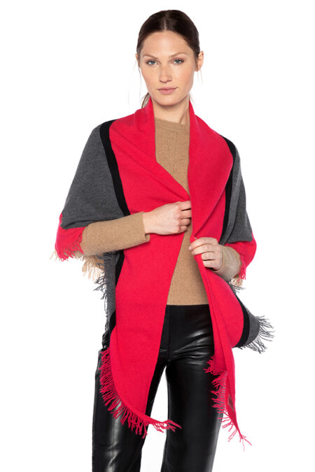 Striped Fringe Triangle Wrap - Kinross Cashmere