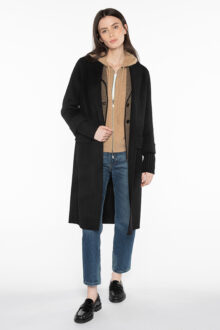 Shawl Collar Knit Trim Coat - Kinross Cashmere