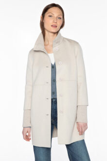 Button Front Knit Trim Coat - Kinross Cashmere