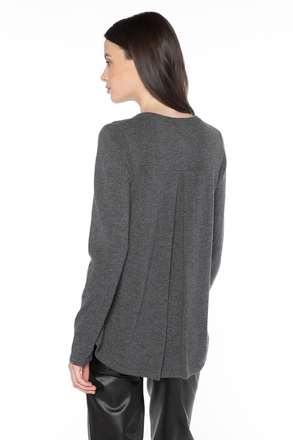 Pleat Back Zip Crew - Kinross Cashmere