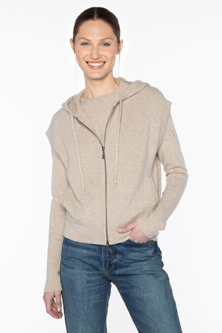 S/L Rib Zip Hoodie - Kinross Cashmere