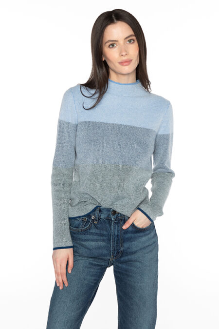 Plaited Honeycomb Wide Stripe Pullover - Kinross Cashmere