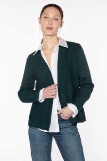 Garter and Rib Cardigan - Kinross Cashmere