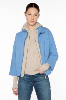 Doubleknit Short Zip Mock Cardigan - Kinross Cashmere