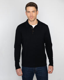 Suede Trim Polo - Kinross Cashmere