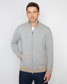 Diagonal Jacquard Qtr Zip Mock - Kinross Cashmere