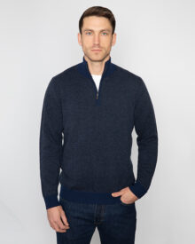 Herringbone Qtr Zip Mock - Kinross Cashmere