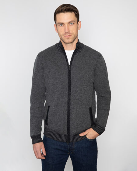 Plaited Pique Zip Mock Cardigan - Kinross Cashmere