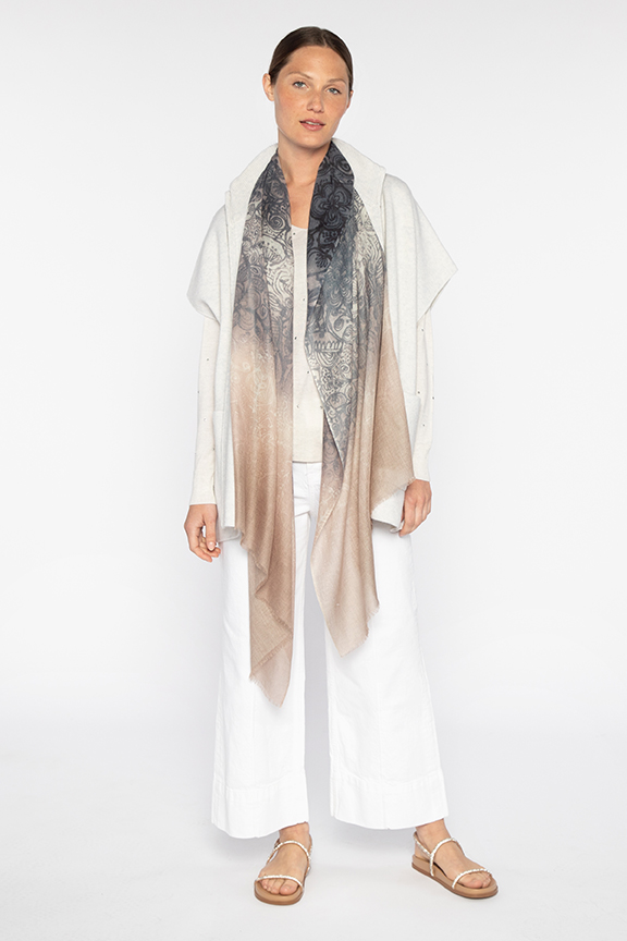 Ombre Reef Print Scarf - Kinross Cashmere