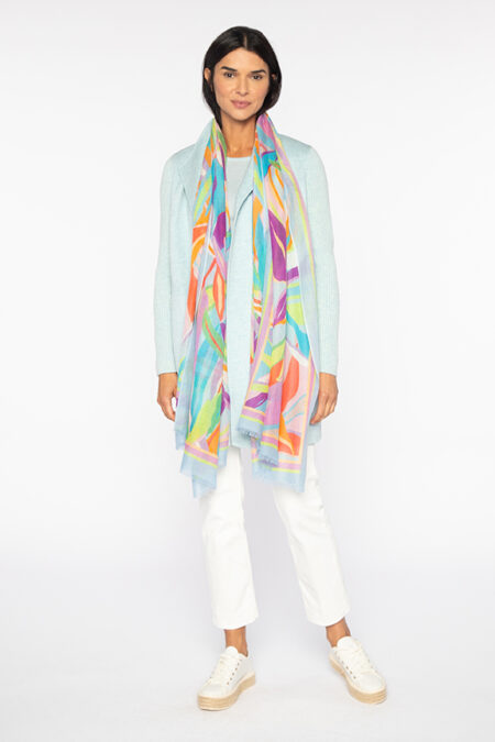 Palm Print Scarf - Freesia - Kinross Cashmere