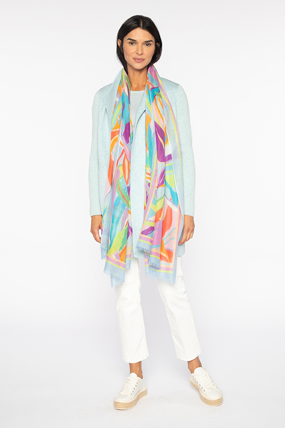 Palm Print Scarf - Freesia - Kinross Cashmere