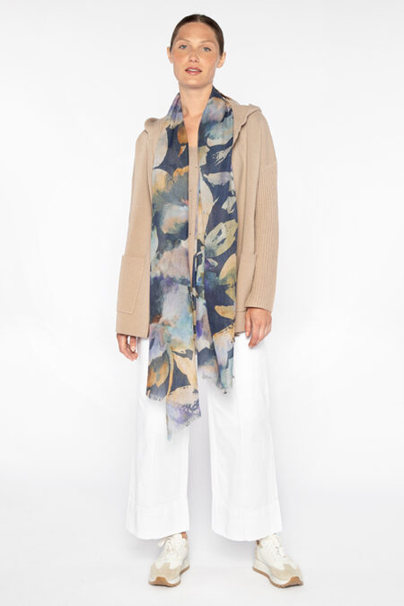 Moonlit Floral Print Scarf - Kinross Cashmere