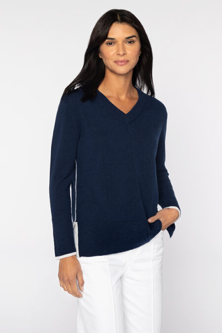 Easy Hi Low Tipped Vee - Kinross Cashmere