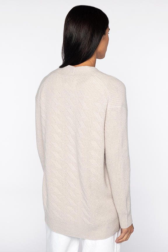 Boyfriend Cable Cardigan - Kinross Cashmere