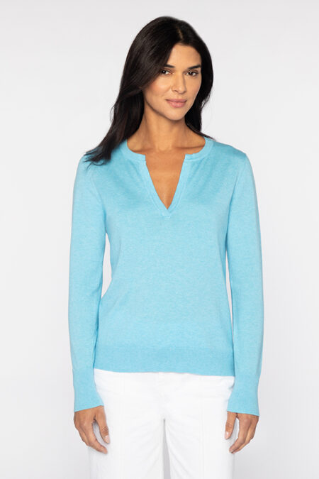 Lurex Tipped Splitneck Crew - Kinross Cashmere