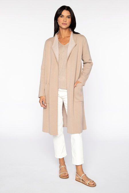 Reversible Drape Front Cardigan - Kinross Cashmere