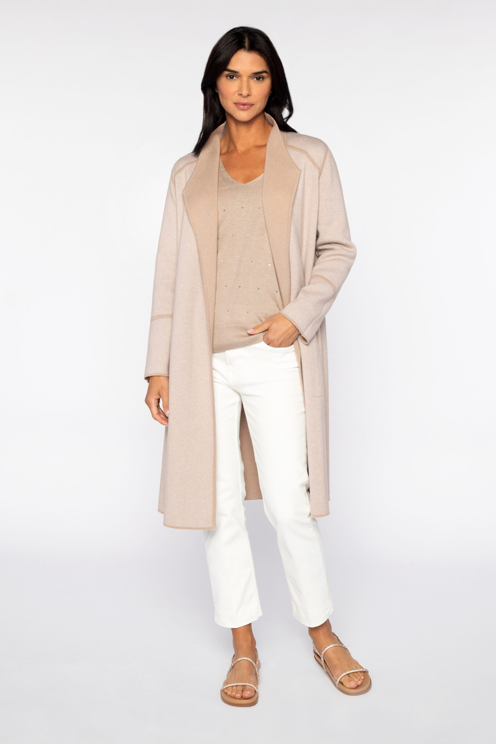 Reversible Drape Front Cardigan - Kinross Cashmere