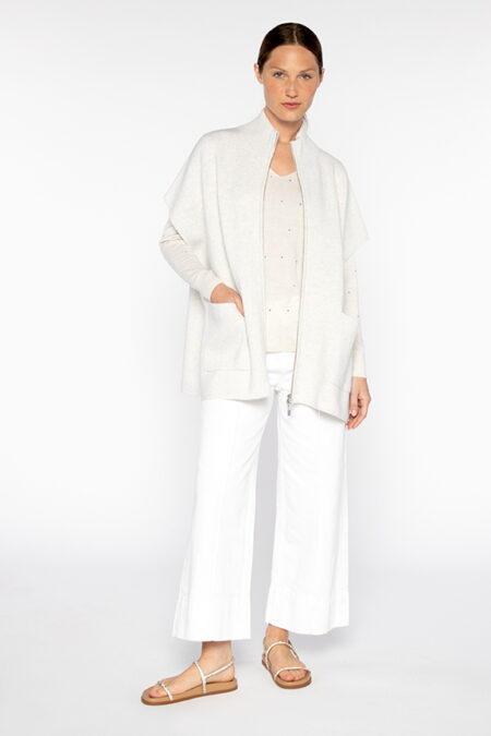 Slvless Zip Mock Cardigan - Kinross Cashmere