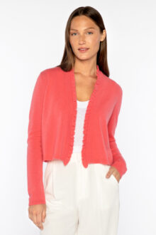 Ruffle Trim Cardigan - Kinross Cashmere