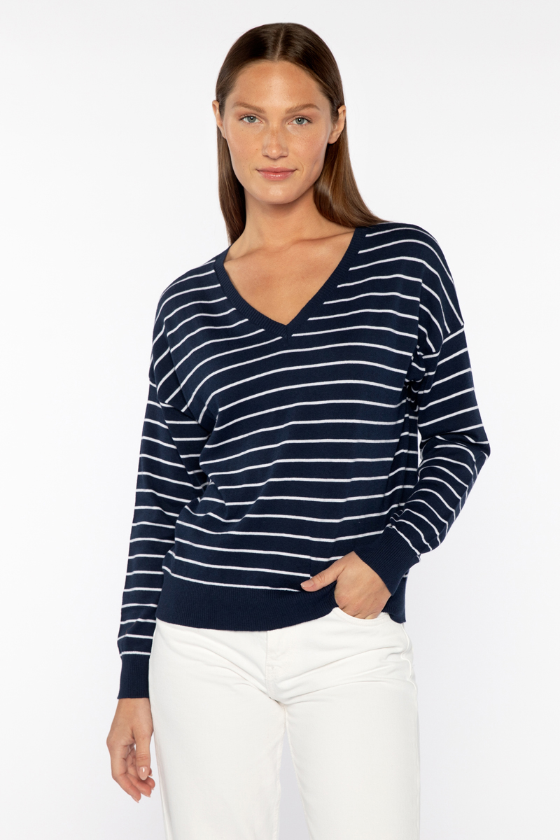 Easy Stripe Vee - Kinross Cashmere