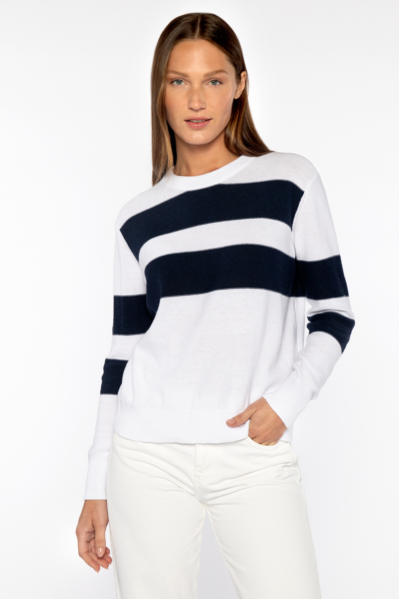 Crop Stripe Crew - Kinross Cashmere