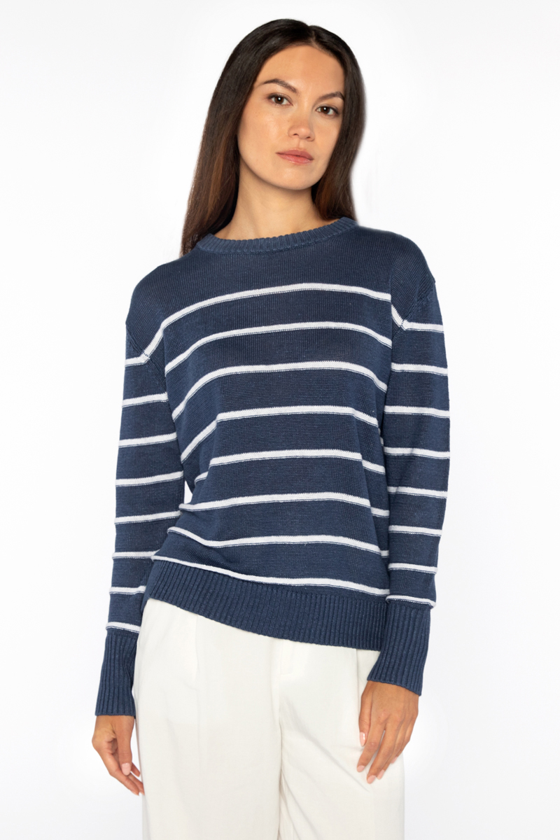 Crop Stripe Crew - Kinross Cashmere