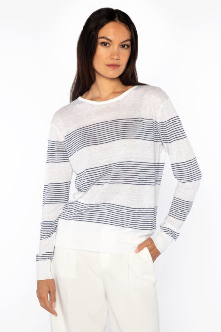 Micro Stripe Pullover - Kinross Cashmere