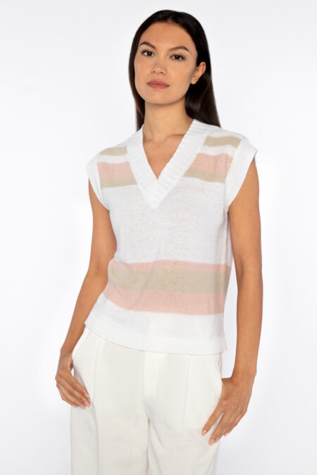 Stripe S/L Vee - Kinross Cashmere